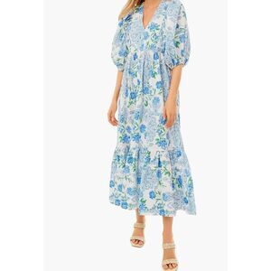 Hunter Bell Exclusive Floral Medallion Palmer Dress sz XS Midi Blue/Green